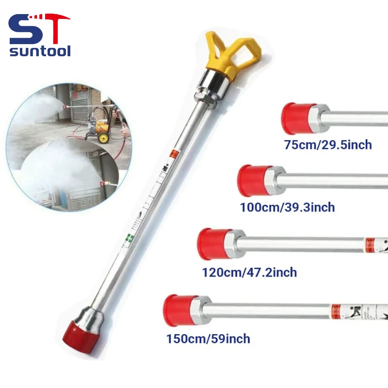 Suntool tongkat ekstensi pistol semprot, lukisan tanpa udara 75/100/120/150cm gagang tongkat untuk taman mobil penyemprotan mesin