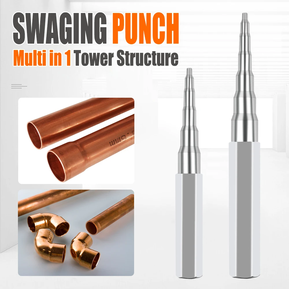 5-in-1 Swaging Punch Tube Expander High Carbon Steel Copper Pipe Flaring Tool for Air Conditioner Refrigeration Maintenan