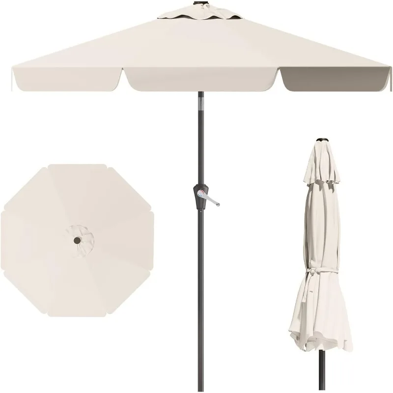 

10-футовый зонт для патио, настольный рынок, зонт с наклоном и рукояткой, уличные зонтики для сада, террасы, заднего двора, бассейна и пляжа, кремовый