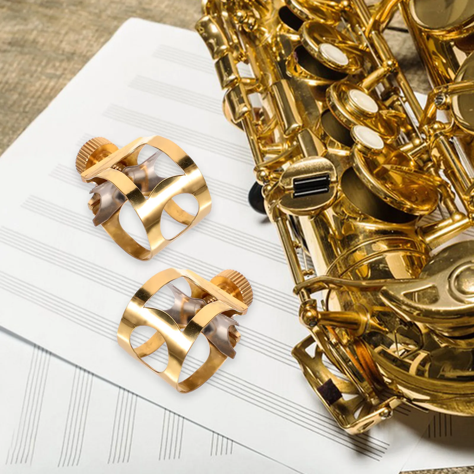 Alto Saxophone Ligature 2 Piece Metal Mouthpiece Clamp Fastener for Musical Instrument Accessories