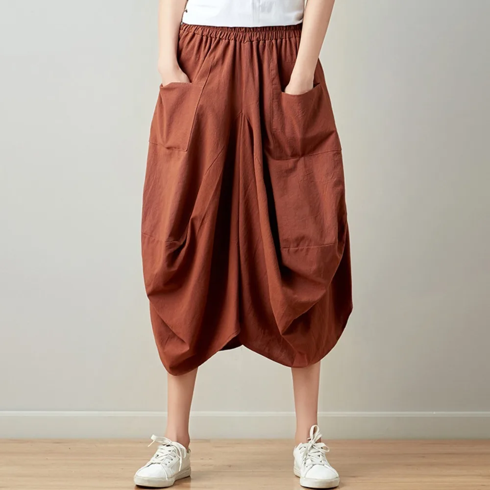 Vintage Röcke für Frauen Kleidung Casual Kleidung Streetwear Baumwolle Leinen Harajuku Sommer Elegante Solide Laterne Rock