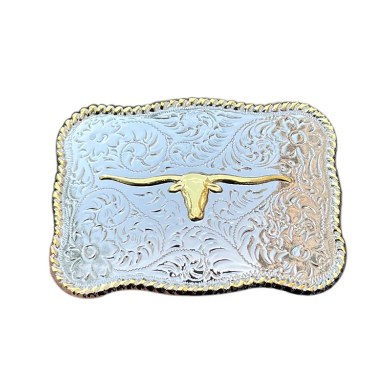 Golden bull's head belt buckle Western style Europe and America