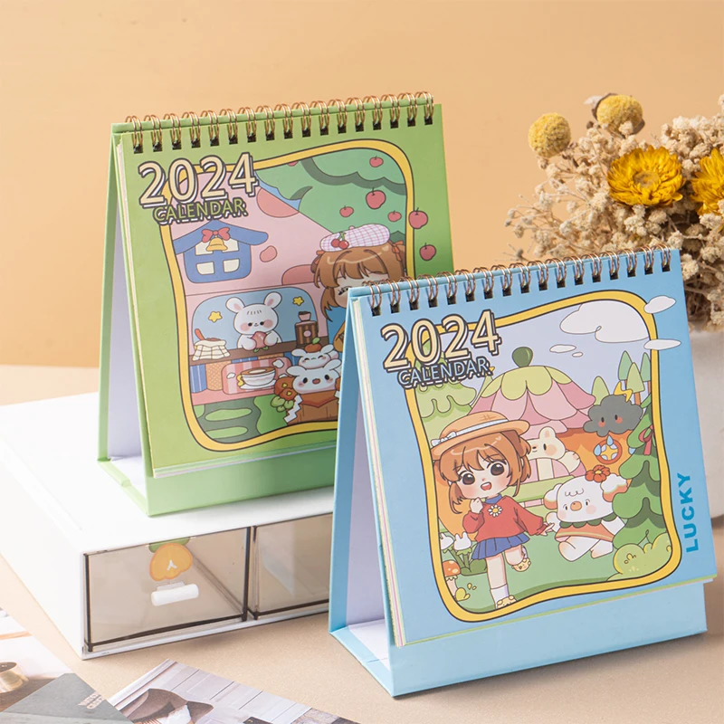 Cartoon Creative Desk Calendar Desktop Cute Girl Almanac Countdown Pendulum Piece Notepad Desktop Decoration Notes Calendar