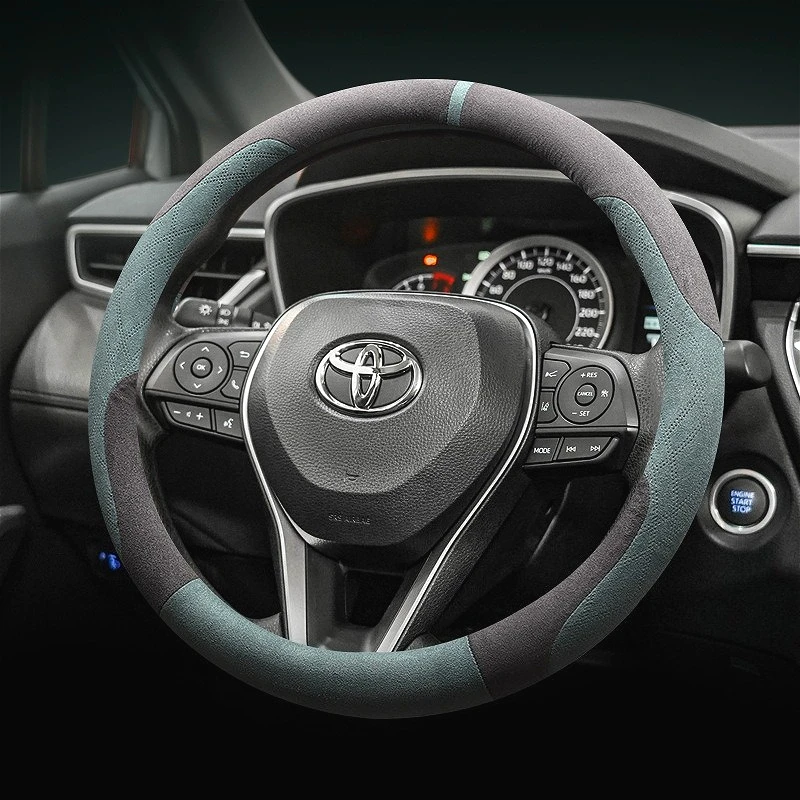 New Suede Car Steering Wheel Cover 38cm For Toyota Corolla Fortuner Sequoia Auris Avensis Celica Rav4 4Runner C-HR Accessories