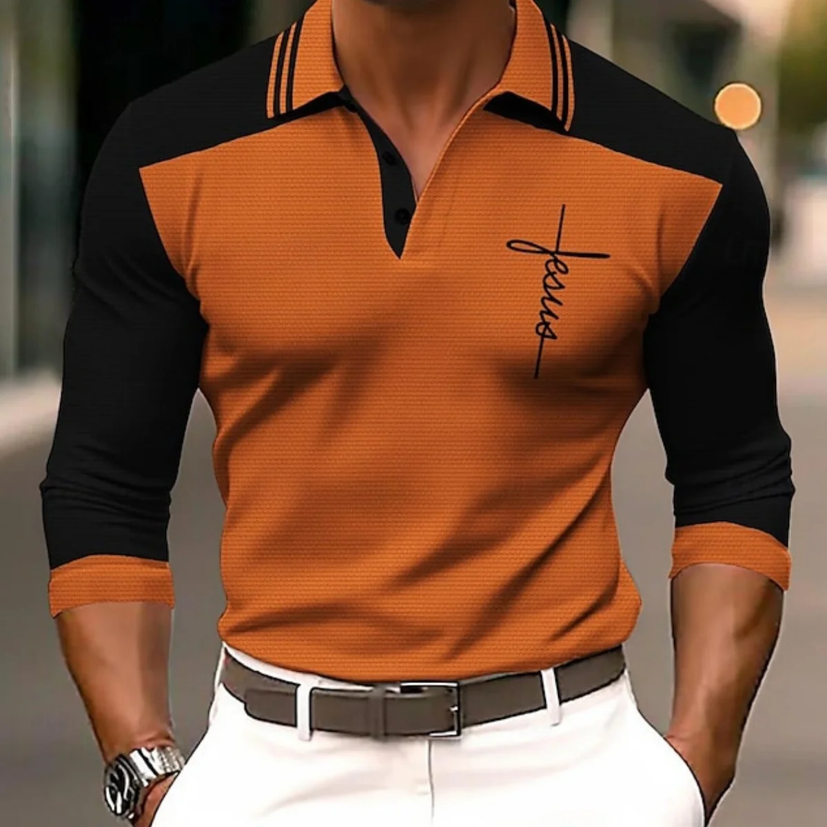 

Spring And Autumn Casual Breathable Polyester Men's Long Sleeve Polo Shirt 3D Printed Tops Trendy Cool Street Lapel Button Shirt