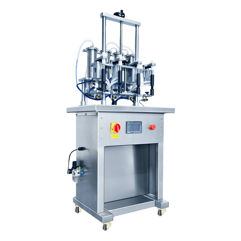 

filling machine High bubble liquid pneumatic perfume machine Essential oil toilet water four-head vacuum filling machine