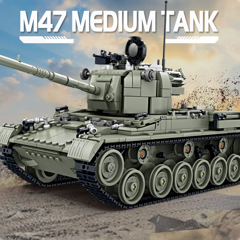 

WW2 Military Classic Model US M47 Medium Tank Collection Model Building Blocks Bricks Toys Gifts