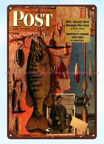 1946 Fishing Lures Pole metal tin sign metal wall artcabin mancave