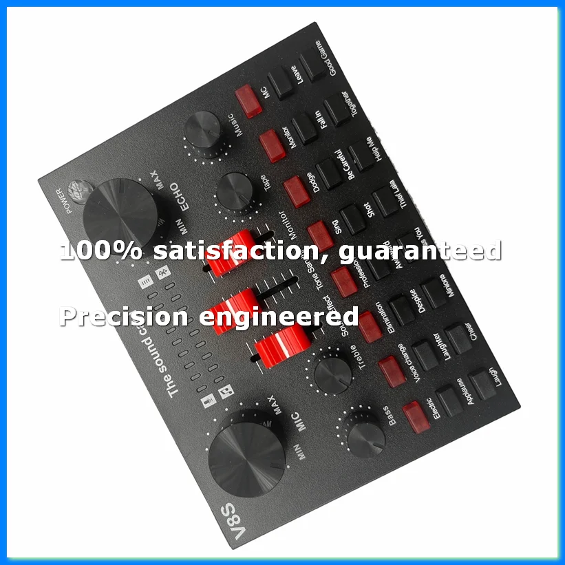 ●V8S Microphone USB Rechargeable External Mixer Karaoke 3.5Mm Interface Sound Card Portable Live Broadcast Stereo-ABFB