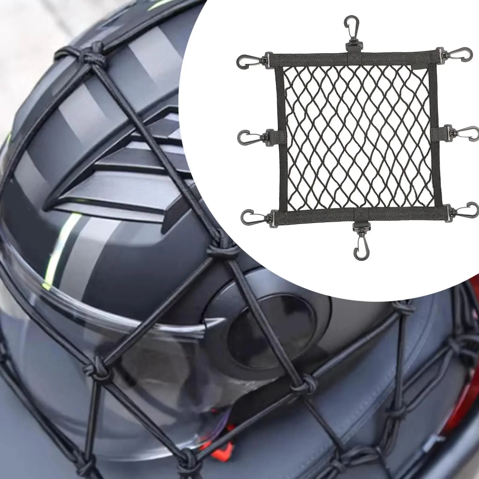 Cargo Net for Motorbike Helmet Storage Motorcycle Cargo Net Easy Installation with Hooks Stretchable Multipurpose Net Pocket