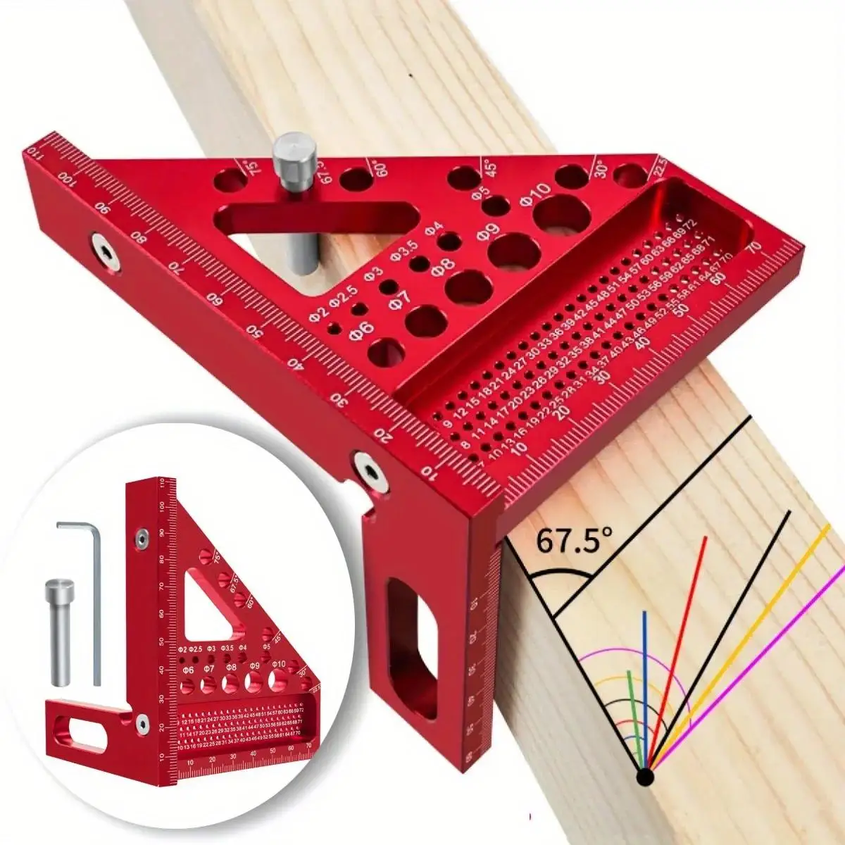 

Hit Carpenter Square - Multi-angle Set Square Precision T-square Aluminum Scribing Ruler for Woodworking BHL1352-FRO