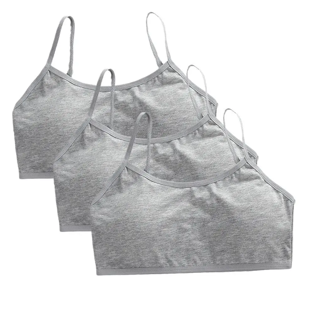 3 Stuks Tiener Meisjes Katoenen Tube Tops Jonge Kinderen Onderkleding Student Meisjes Draadloze Effen Kleur Bh Kinderen Sport Training Bh Vest