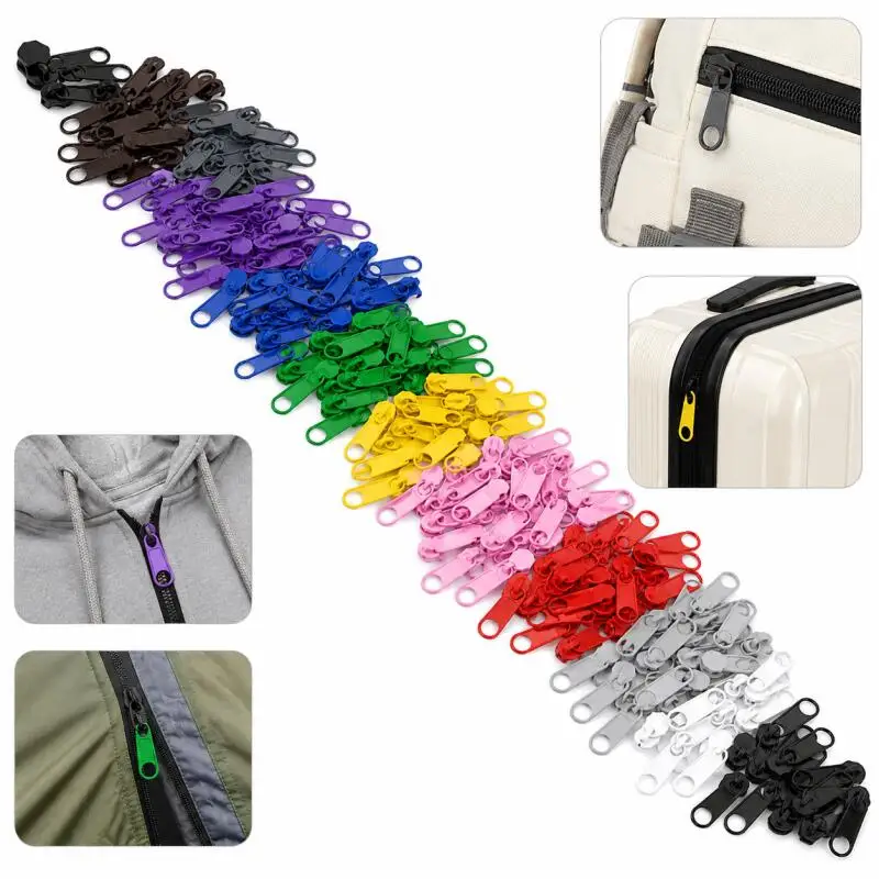 100~10 Stück 3 # Regenbogenfarbener Metall-Reißverschluss-Schieber für Rucksack und Jacke, Dekorativer Reißverschlusskopf, Reparatur-Set, Nähzubehör – Detail 1