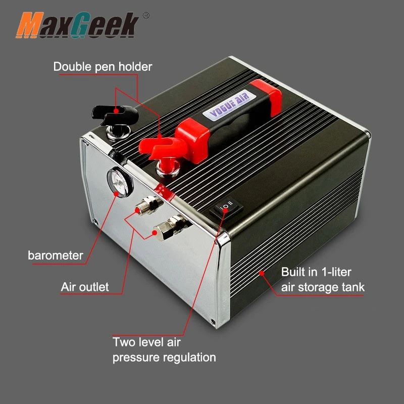 Imagem -06 - Maxgeek-pulverizador de Pintura Portátil Hs316 2-nível de Ajuste de Pressão do ar Spray Pump Paint Parar Automático e Iniciar sem Airbrush