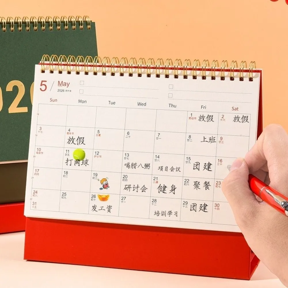 Premium Paper 2026 Desktop Calendar Writable Memo Stable Base Daily Planner Standing Standing Flip Calendar Photography Props