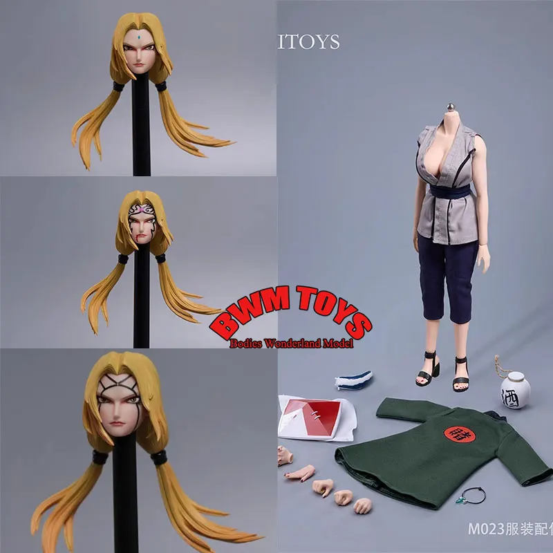 iminitoys-m023-1-6-スケール女性兵士日本アニメ忍者服セットツインテールヘッドスカルプト-12-インチアクションフィギュア人形用
