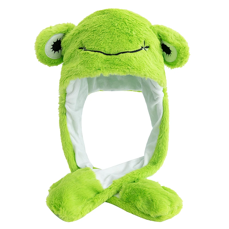 ﻿ نمط جديد للجنسين مضحك الأذن قبعة الضفدع الحيوان نمط زوجين لطيف الأذن تتحرك حتى قبعة الرجال النساء آذان الأرانب الشتاء القبعات الجميلة ﻿