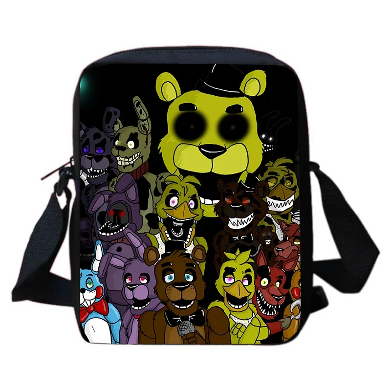 Cartoon School Bag for BoyGirl,Anime Prints F-Five N-Nights at F-Freddys Shoulder Bag,School Crossbody Bag,Kid Messenger Satchel