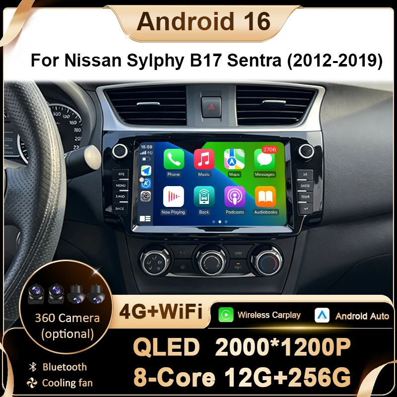 Carplay Auto Screen For Nissan Sylphy B17 Sentra 2012-2019 Autoradio Android 16 GPS Navigation 8 Core DSP Bluetooth