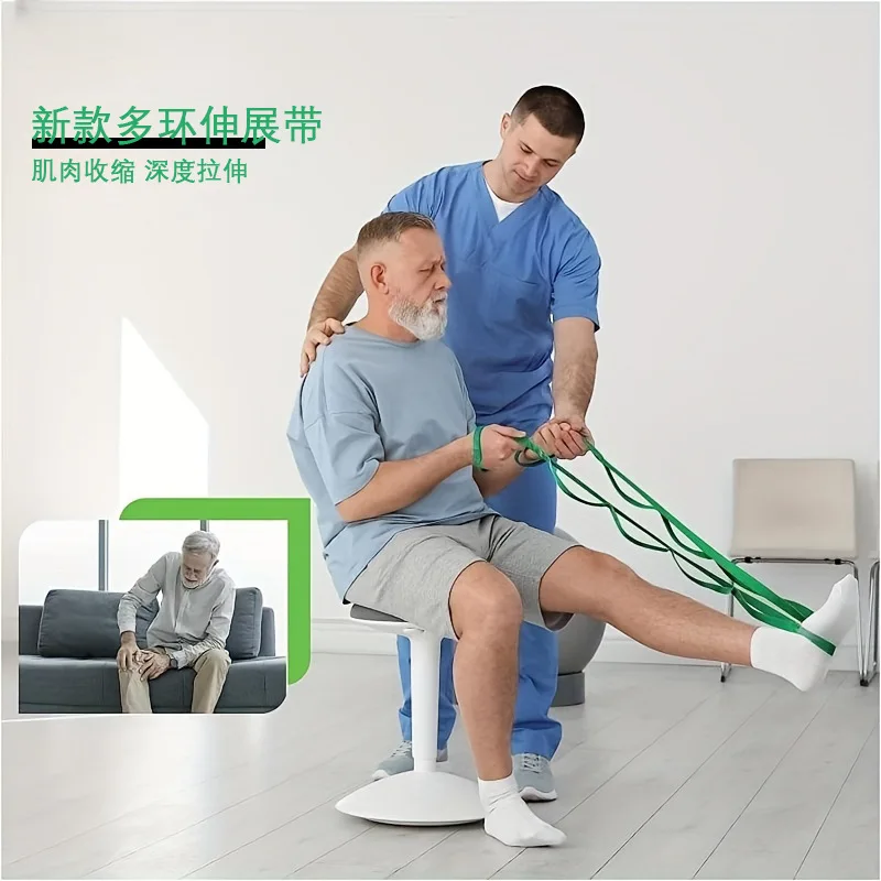 Polyester Fabric Loop Yoga Strap Non-Elastic Stretching Resistance Band Set for Physical Therapy Fitness & Bodybuilding