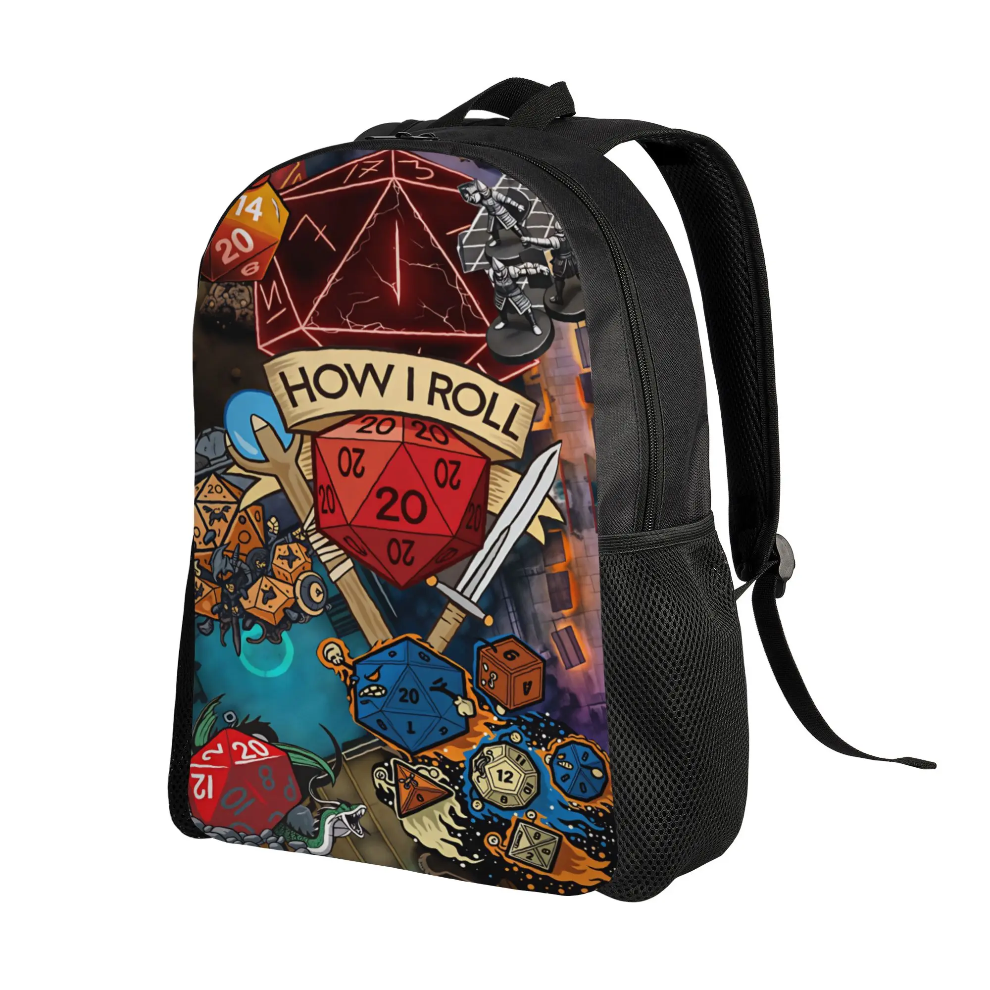 Dungeon Dragon DND Backpack  Travel Backpacks Female Cute School Bags Colorful Print Rucksack