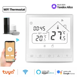 Tuya-インテリジェントwifiサーモスタット,温度コントローラー,電気床暖房,ガスタンク,ライクラサポート,Alexa, Google Home