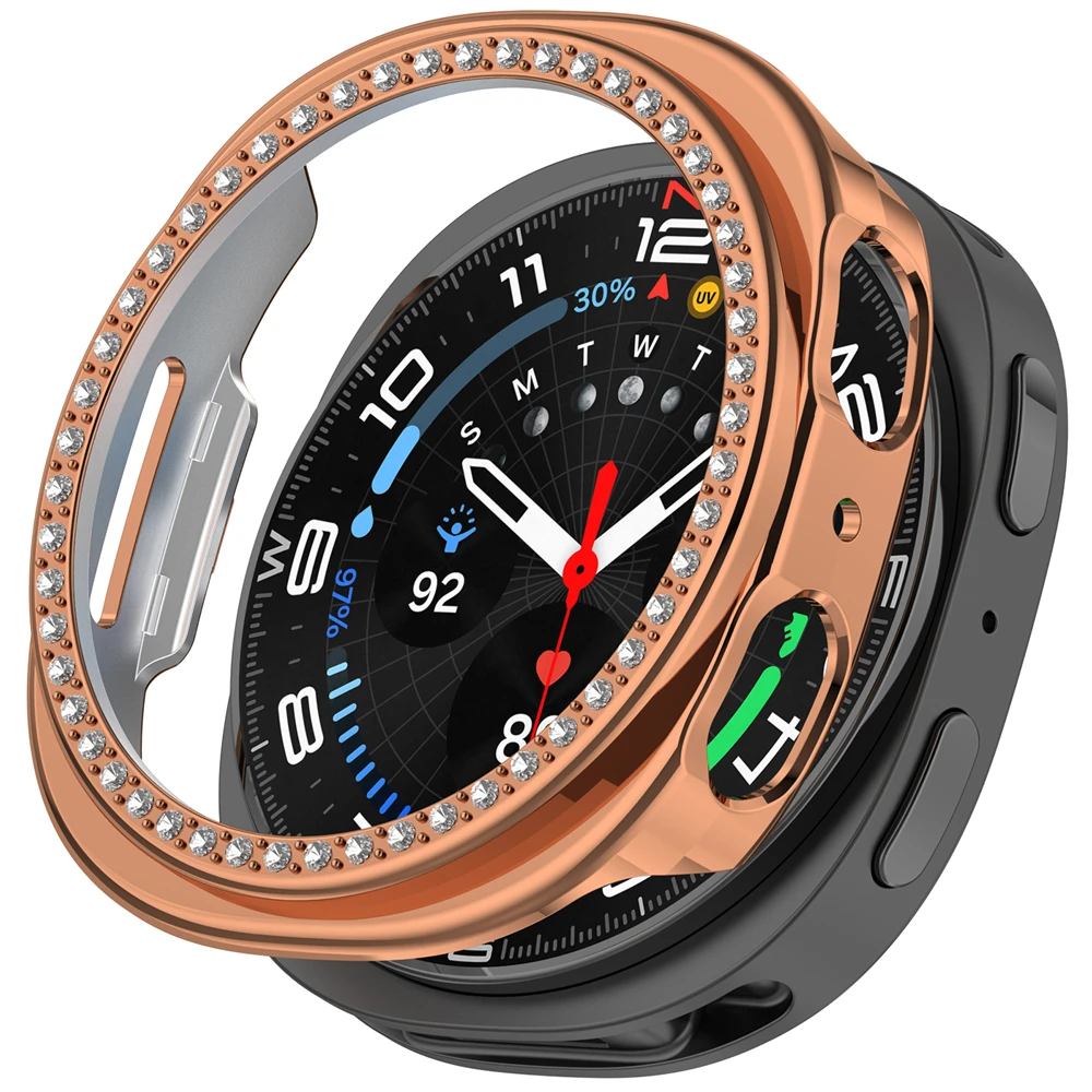 PC Cover Case For Samsung Galaxy watch 8 9 hollowed out single row diamond protective case