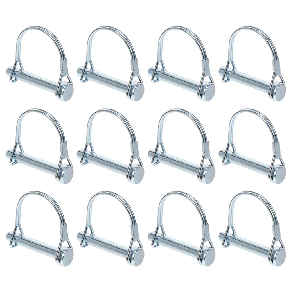 

12Pcs D-Type Coupler Shaft Locking Pins High Load Capacity Quick Release Safety Hitch Pins for Trailers Lawn Farming Gardening