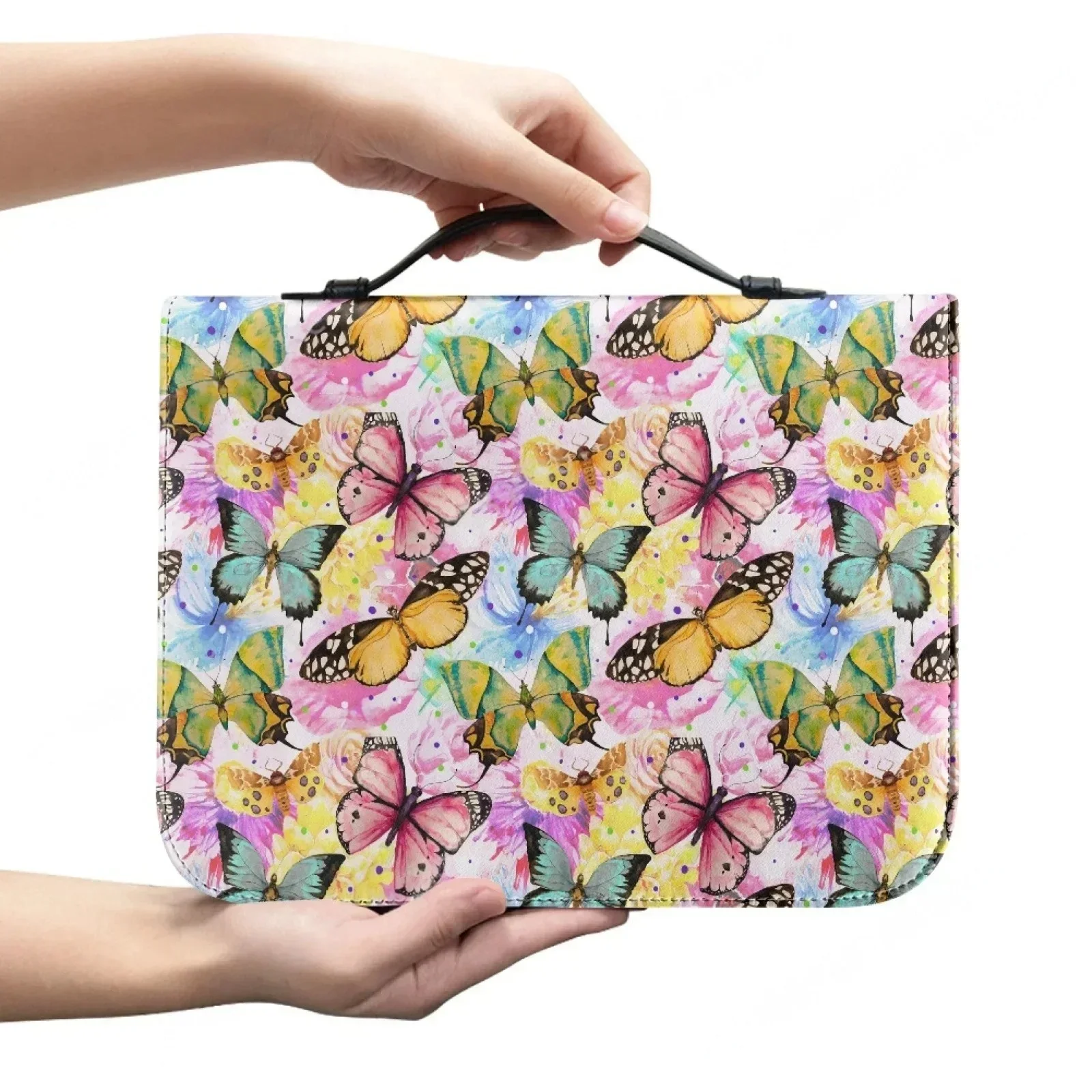 

Сумка-чехол для Библии из кожи с принтом синих бабочек для женщин и мужчин, с ручкой, для переноски и хранения, для Библии и гимнов