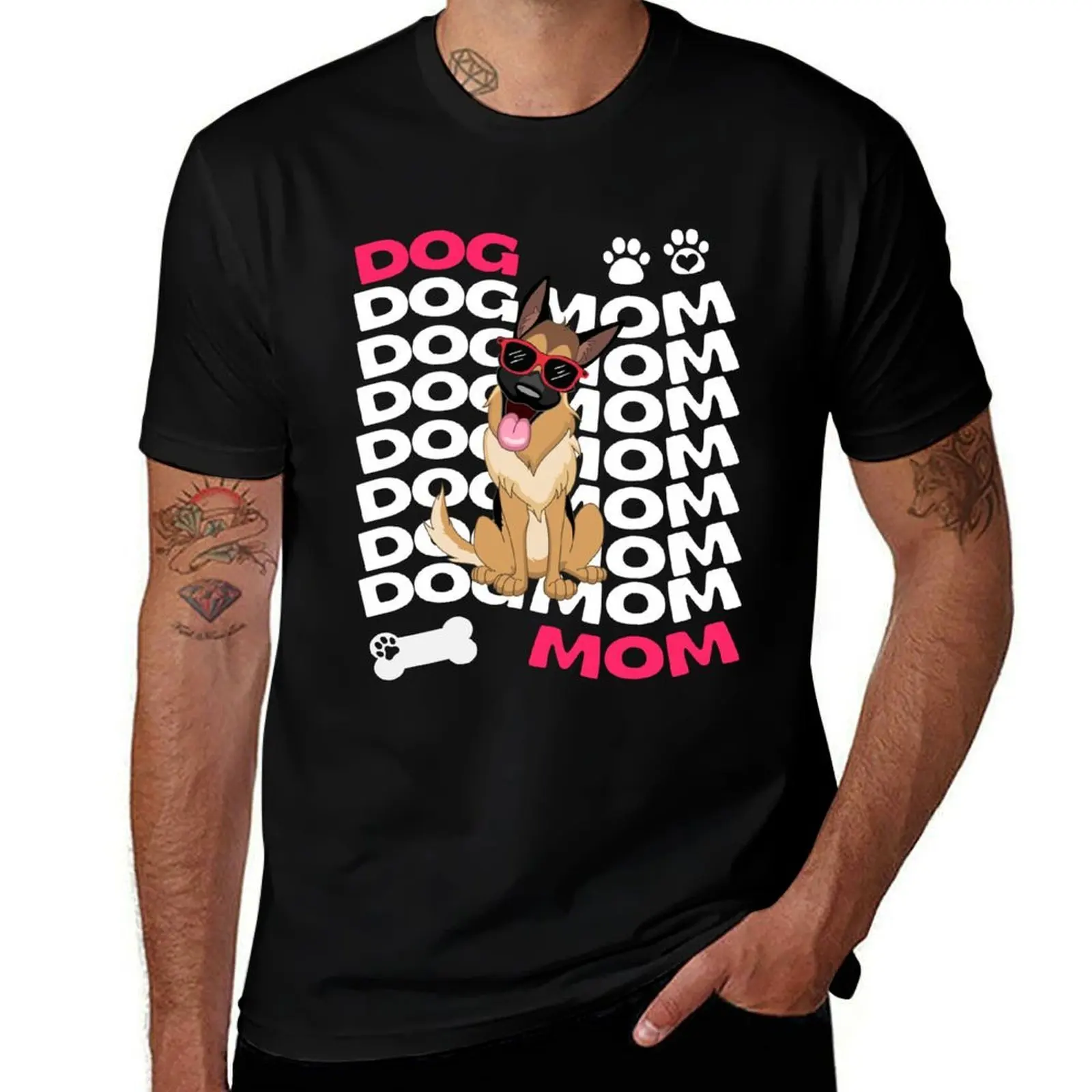 Cute Dog Mom German Shepard T-Shirt t shirts for man cotton funny T-Shirt