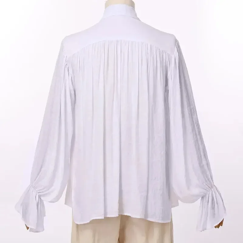 

25COS2025omen Pirate Shirt Vampire Medieval Costume Cotton Linen Shirts