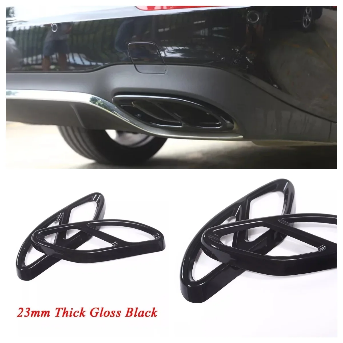 

2Pc For Mercedes Benz A B C E Class CLA GLC GLE GLS Automobiles Black Exhaust Pipe Tip Cover Engine Car Accessories