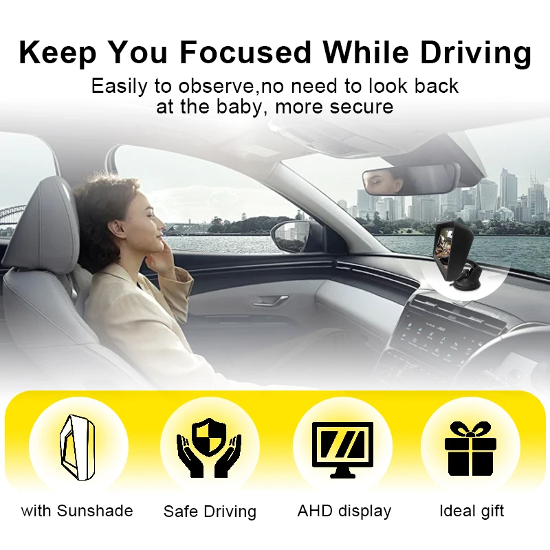 Car Baby Monitor 5-inch HD with Display Infant Safety Seat Baby Car Monitor Night View for Backseat