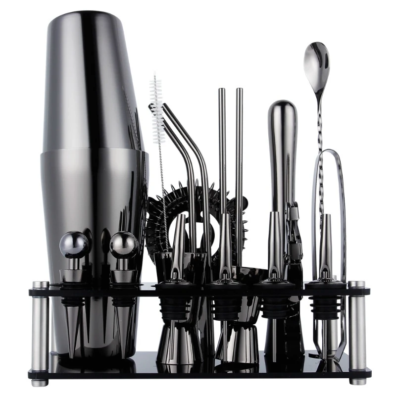

Bar Bartender Kit Black Tool Stainless Steel Acrylic Rack