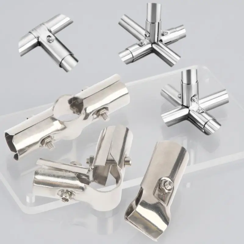 25mm Round Pipe Joint Scratch Resistant Stainless Steel Tube Connector for Furniture Hardware Garage Storage Shelf Repair