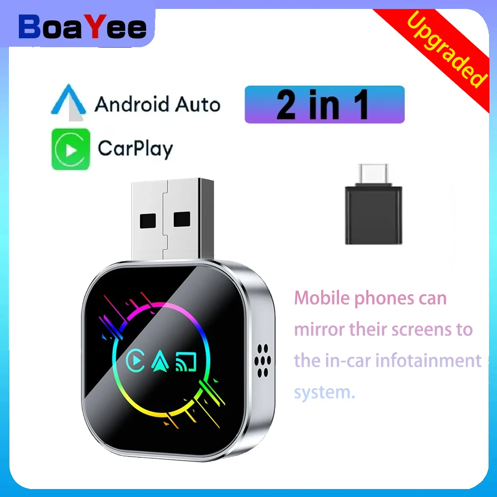 Беспроводной адаптер CarPlay 2 в 1 для iPhone apple Android auto CarPlay Адаптер Airplay USB Mini Box Mirror Link Adapter