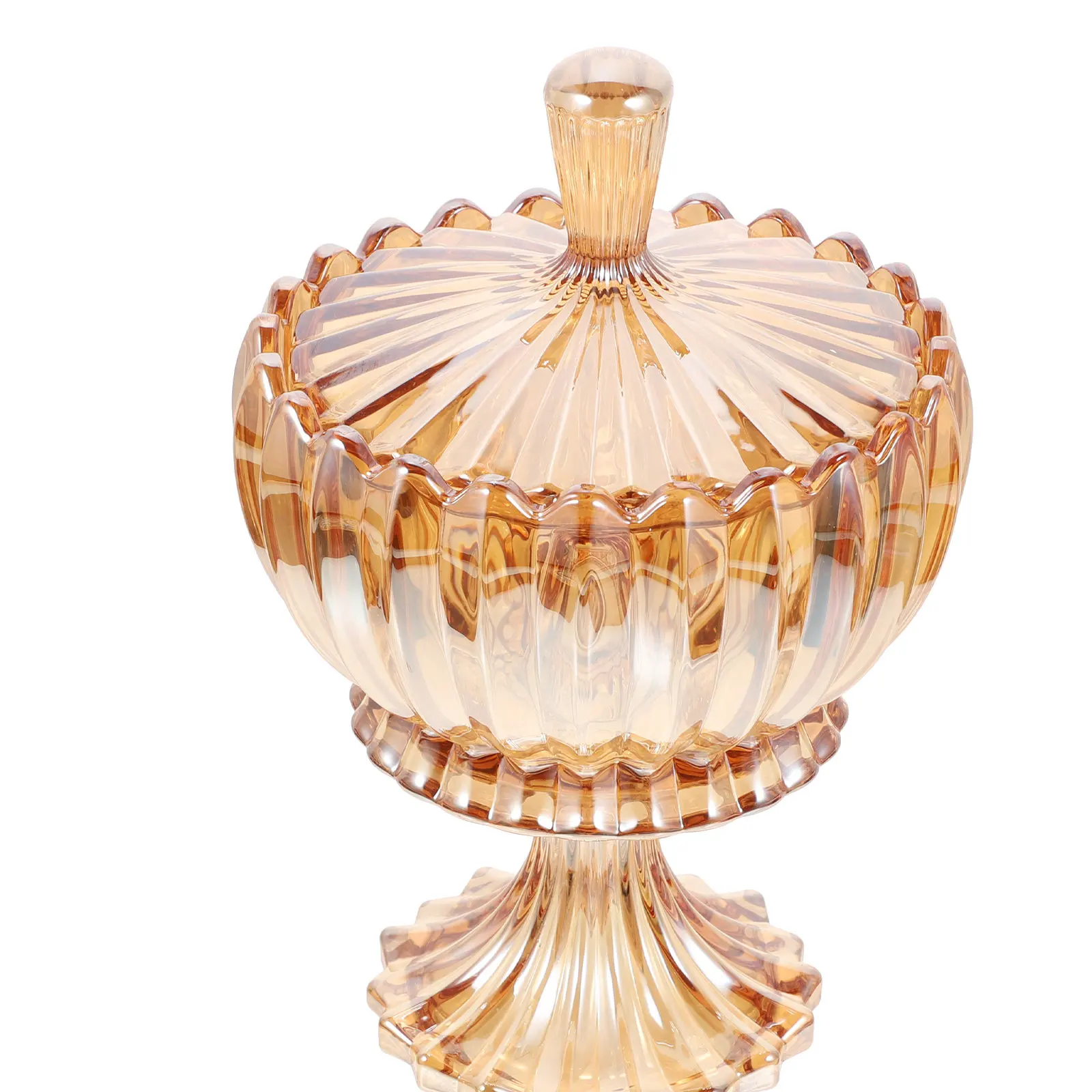 Amber Glass Jar with Lid Large Mouth Transparent Storage for Jewelry Candy Home Snack Holder Embossed Glass Candy Holder