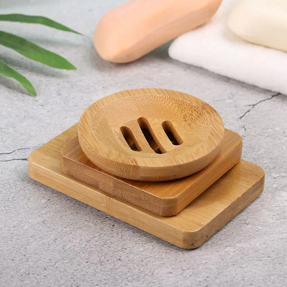 1Pc Soap Dish Box Bamboo Box Soap Tray Portable Wash Shower Home Outdoor Toilet Bathroom Container Household Supply 3 Sizes