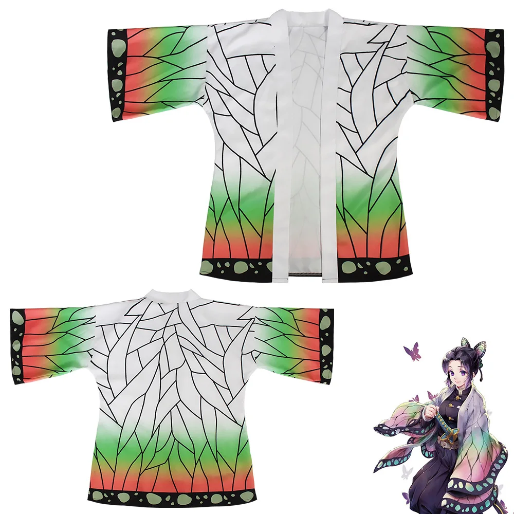 Kimonos Kochou Shinobu disfraz de Cosplay para mujer y hombre, Haori Kimetsu No Yaiba Kamado Tanjirou, cubierta de playa de verano