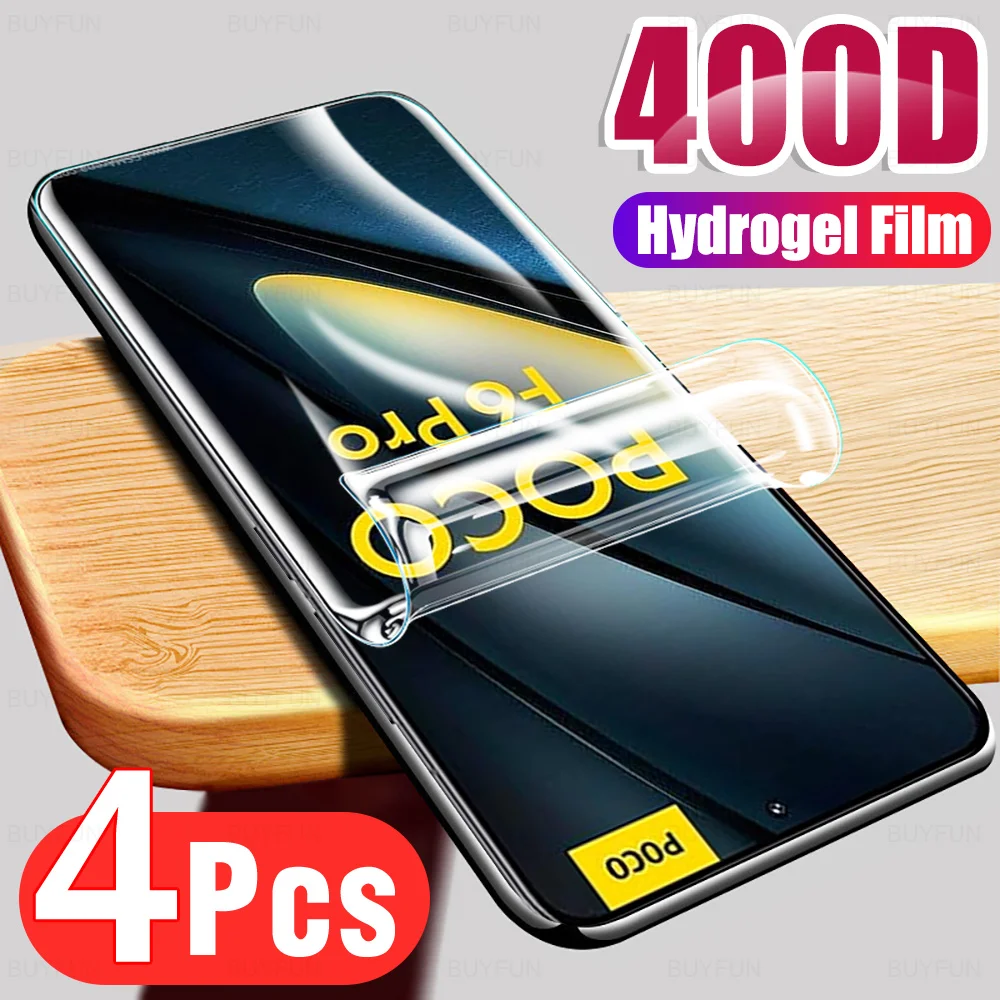 

4Pcs HD Film For Xiaomi Poco F6 Pro 5G Screen Protector Not Glass For PocoF6Pro f 6pro Poko F 6 Pro Full Glue Soft Protect Films