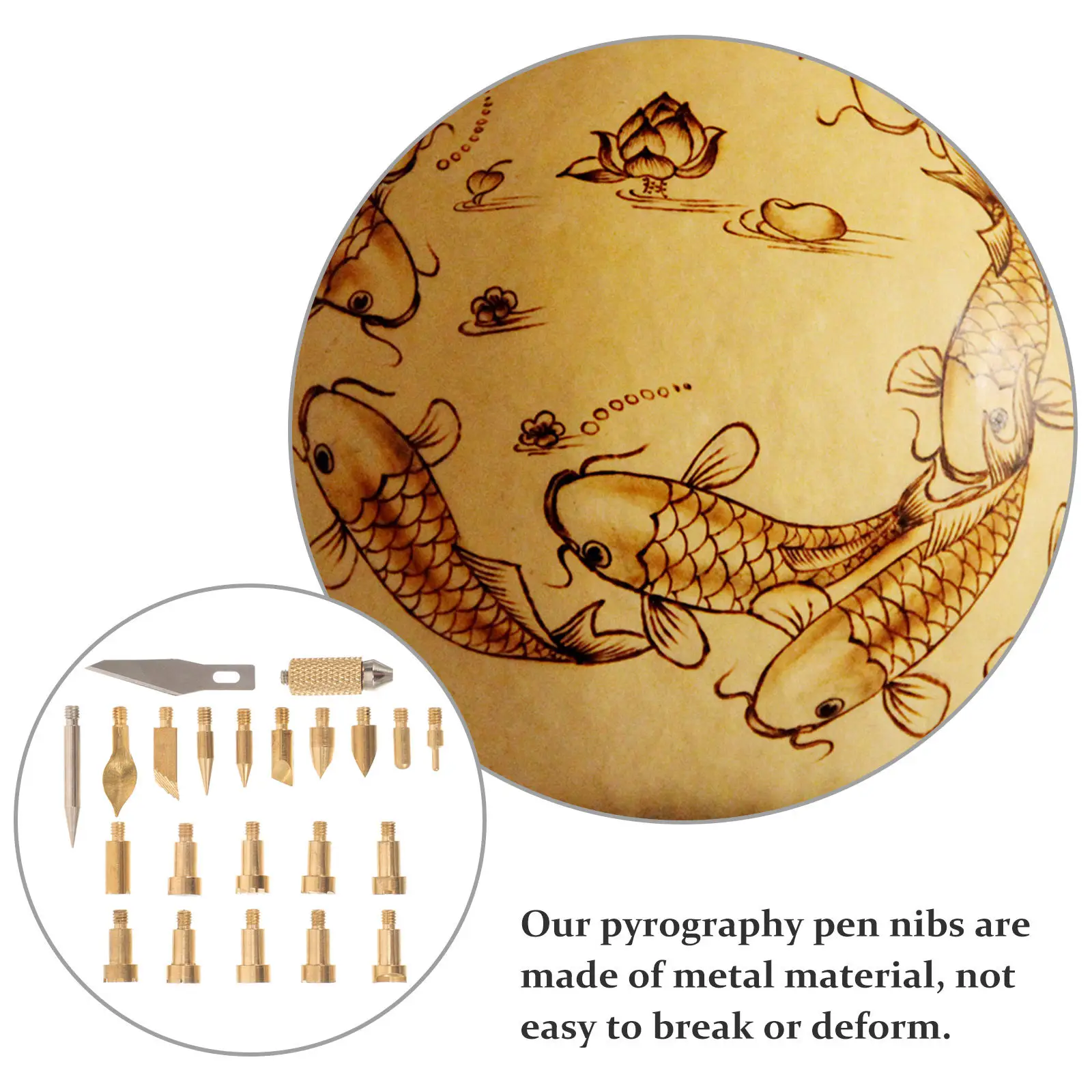 22Pcs Pyrography Tips Replacement Kit for Wood Burning Tools – Durable Metal Nibs for Fine Detailing & Carving