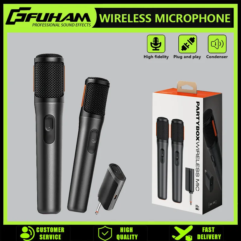 

Беспроводной микрофон UHF 2-канальная караоке-система с перезаряжаемым приемником, беспроводной ручной микрофон, подходит для вечеринок