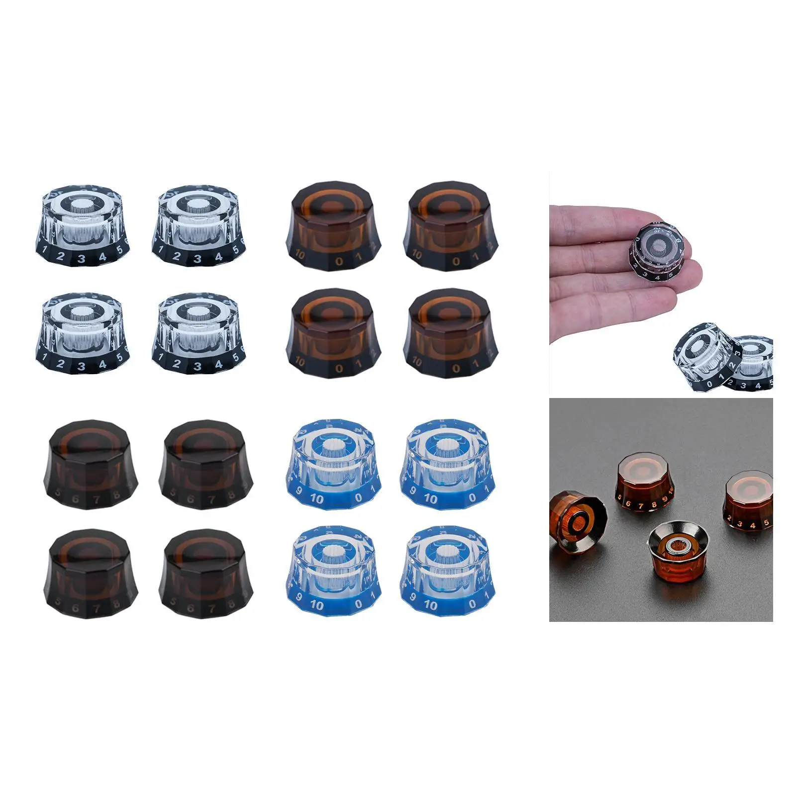 Electric Guitar Volume Knob Acrylic Potentiometer Cap Dodecagon 6mm Universal for Bass Tone Control Musical Parts