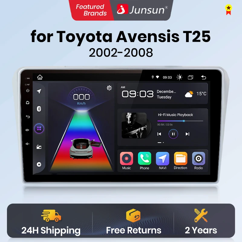 Junsun Wireless CarPlay Android Auto Car Radio for Toyota avknew T25 2002-GPS Car Smart Systems Smart Car Radio