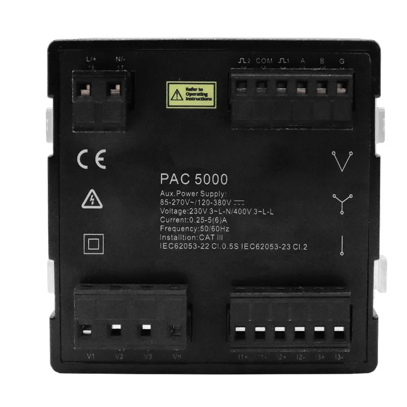 Painel de Potência Multifunções, Medidor de Energia Trifásico, Multi-Taxa Inteligente, 96x96mm, RS485 Modbus RTU, Transformador de Corrente, Conexão