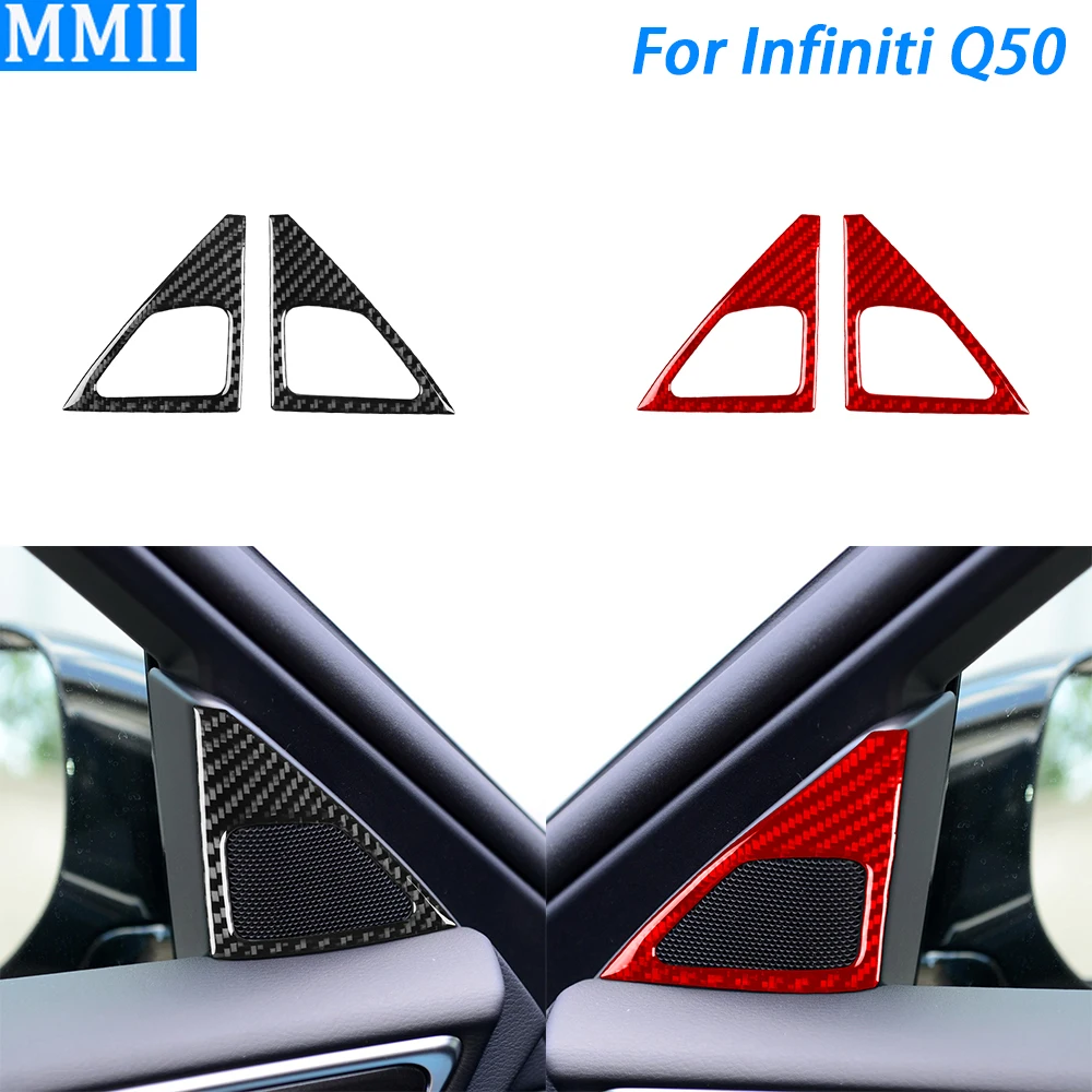 

For Infiniti Q50 2014-2020 Carbon Fiber Door A-pillar Speaker Surround Panel Cover Car Interior Decoration Accessories Sticker