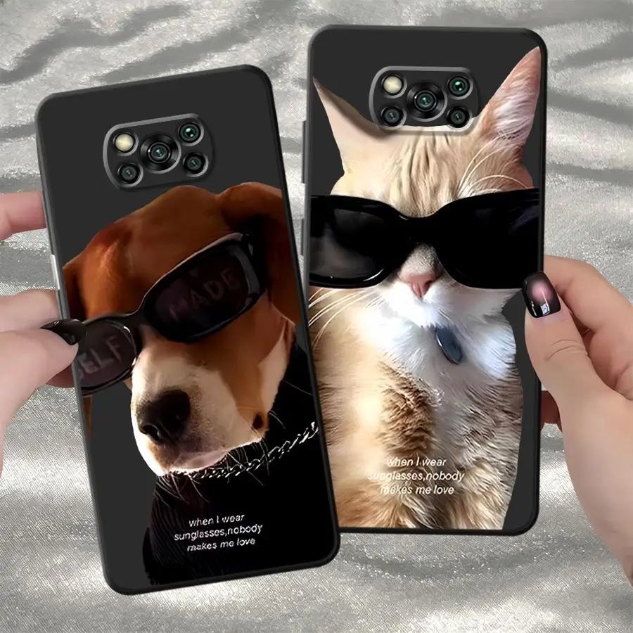 Sunglasses Cool Dog Case for Xiaomi Redmi 9 8 14C 12C 15C K60 13C K40 A1 A5 10 A2 A3x Phone Cover
