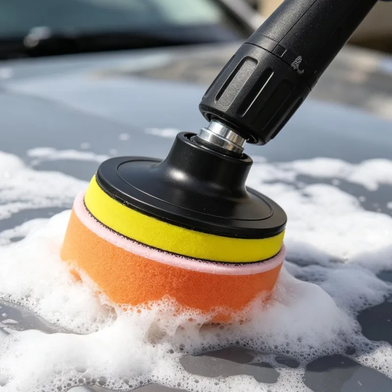 3/4Inch Car Polishing Pad Kit Washable Reusable Sponge Wool Fiber Buffing Pads Soft Flexible Car Polisher Pad for Car Cleaning