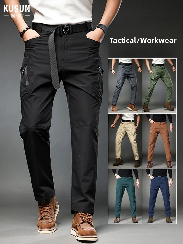 

Мужские тактические рабочие брюки, прямые облегающие тренировочные брюки-карго, уличные американские хардкие мужские брюки, весенне-осенняя одежда