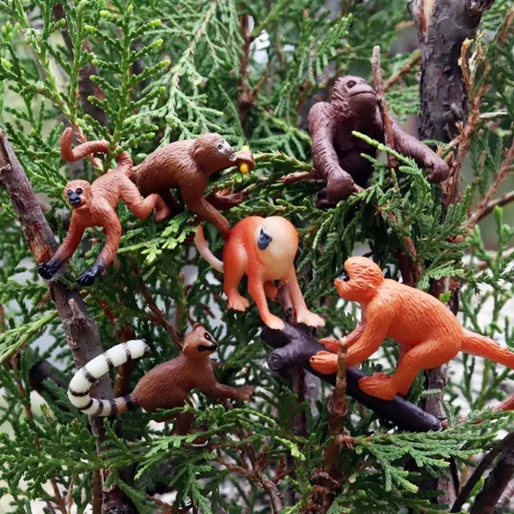 Wild Animal Monkey Action Figures PVC Material Miniature Chimpanzee Model Education Home Decor Orangutan Gorilla Model